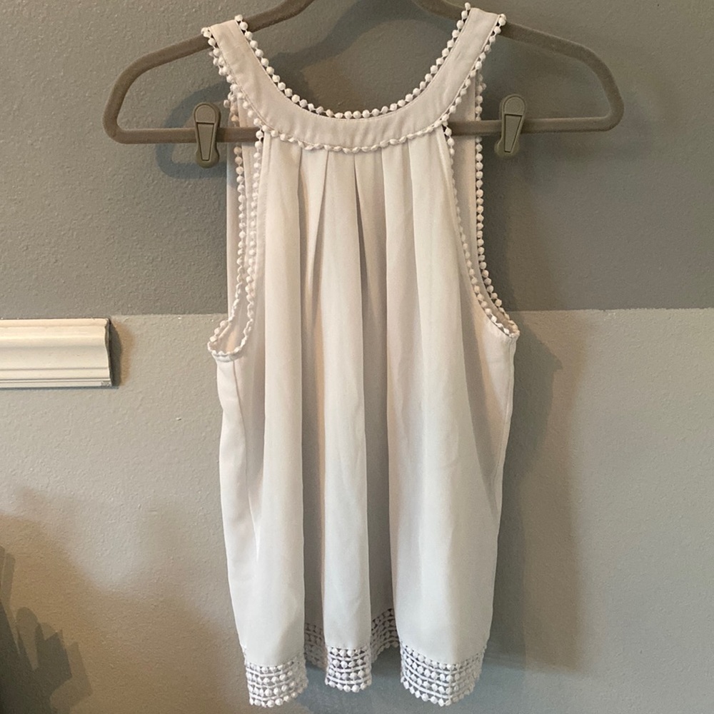 White flowy high collar tie tank    #226